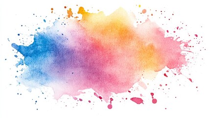 Sticker - Abstract watercolor background with splashes of blue, purple, pink, and yellow.