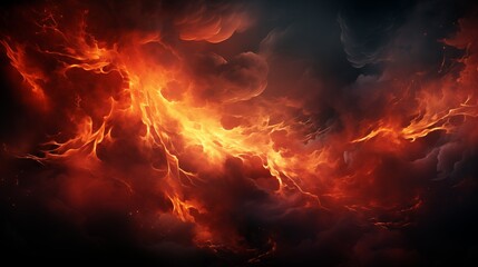 Wall Mural - Abstract background featuring fiery red sky with flame and smoke effect Suitable for spooky, Halloween, inferno, and evil concepts, with space for design