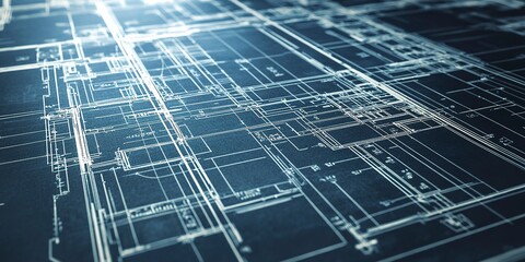 Aufkleber - Floor plan, construction planning, blue print or floor drawing in black. Facility design. Facility planning. 
