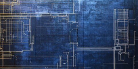 Poster - Floor plan, construction planning, blue print or floor drawing in black. Facility design. Facility planning.