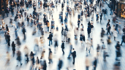 blurred motion of people walking on sidewalk - photo