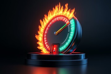 Poster - Financial burn rate meter, with a sleek red-to-green gradient, showing critical financial depletion