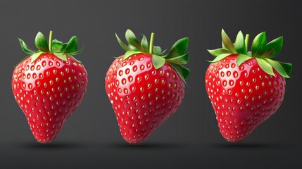 Three juicy strawberries.