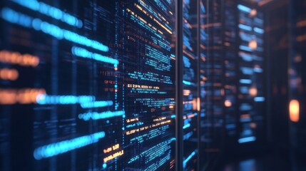 Abstract digital coding, cyber security and network technology concept