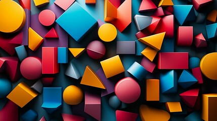 Wall Mural - Abstract Composition of Colorful Geometric Shapes