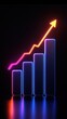 © AURA COLLECTIONS - A neon graph with bars increasing in height, symbolizing growth and progress.