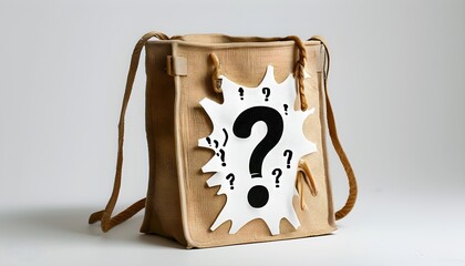 Creative Canvas Bag featuring Bold Question and Exclamation Marks on a Crisp White Background for Expressive Design