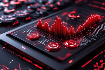 Aufkleber - Futuristic financial interface, with glowing red graphs and burn rate metrics displayed on a sleek dashboard