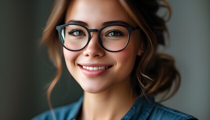 Wall Mural - Confident and Charming Women in Glasses Portrait