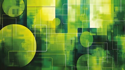 Fototapete - Futuristic Technology Background as a Business Concept. Green and Yellow - Generated AI
