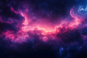 Poster - Abstract Space Nebula with Pink, Blue, and Purple Clouds