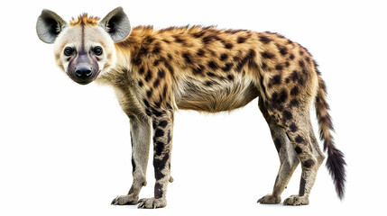 Spotted Hyena Standing on White Background - Realistic Image