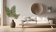 © Nandu Katangaza - A minimalist modern interior with a soft light gray sofa and a handful of colorful pillows i