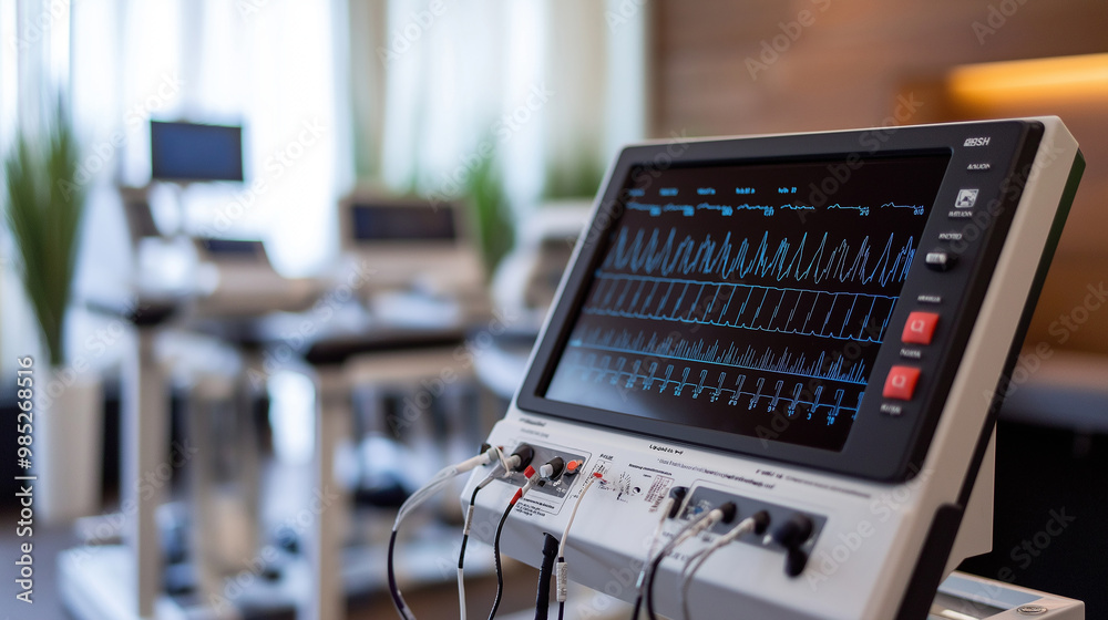 Electromyography (EMG) machine capturing muscle activity for nerve ...