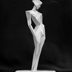 geometric statue person standing isolated on black