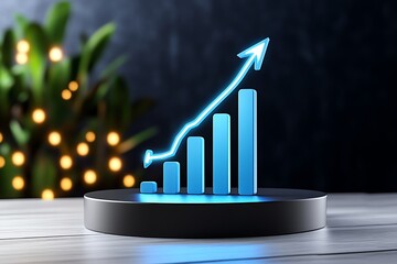 Poster - Minimalist business growth chart, with a simple, clean design showing upward progress