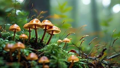 Close-up of natural beauty during mushroom growth