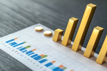 Aufkleber - Minimalist data chart, with clean bars and lines, representing business performance metrics
