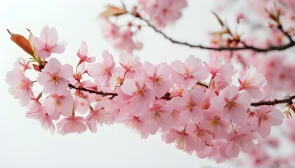 Wall Mural - Graceful pink cherry blossoms on a pristine white backdrop