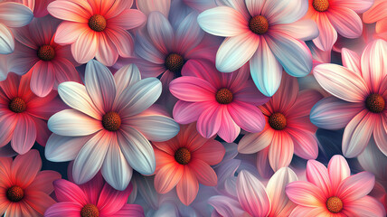 Wall Mural - Floral Background with Stunning Flower Patterns