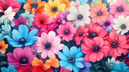 Wall Mural - vibrant floral panorama for expansive background design