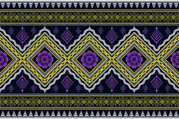 Wall Mural - Ethnic Figure aztec embroidery style.Geometric ikat oriental traditional art pattern.Design for ethnic background,wallpaper,fashion,clothing,wrapping,fabric,element,sarong,graphic,vector illustration.