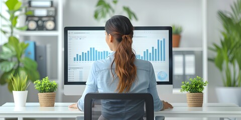 Businesswoman giving virtual presentation.