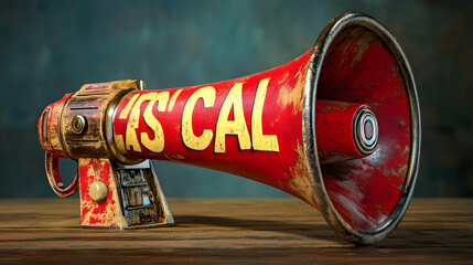 Vintage Red and Yellow Megaphone with 3D Illustration