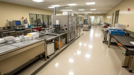 Wall Mural - A clean, modern laboratory space with equipment for scientific research and production.