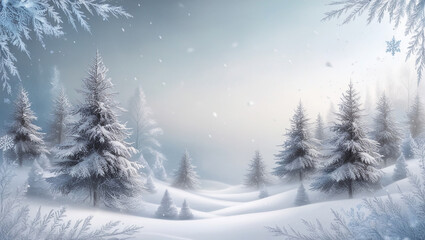 Sticker - winter forest landscape