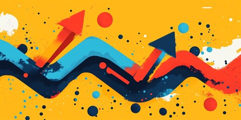 Poster - Abstract background with colorful shapes and dots.