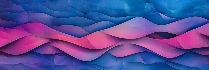 Abstract wavy background with blue and pink gradients.