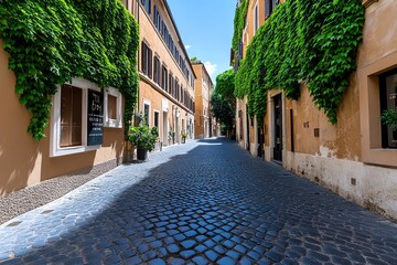 Via dei Coronari, Rome, a charming cobblestone street with historic architecture, art galleries, and boutiques