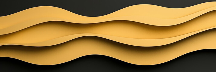 Poster - Abstract wavy lines in yellow against a black background.