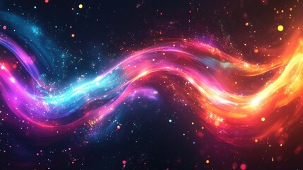 Abstract illustration featuring a shiny background with colorful glowing lights in a glossy 2D graphic style