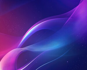 Poster - Abstract gradient background featuring purple and blue geometric shapes accented by neon light curves and vibrant graphic design elements