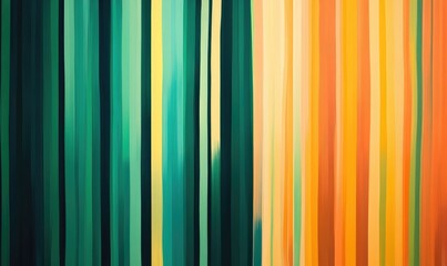 Wall Mural - Line art illustration featuring a vibrant striped background in shades of green orange and blue