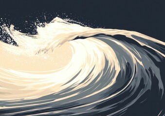 Wall Mural - Line art illustration featuring a glossy wave with a magical light effect creating an abstract background