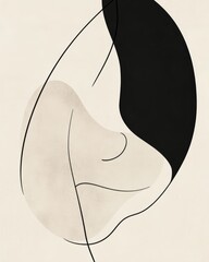 Poster - Line art illustration of a minimalistic design featuring elegant curves and shapes showcasing simplicity and creativity in artistic expression