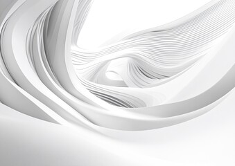 Poster - Line art illustration of a smooth abstract architectural background in white 3D rendering and visualization