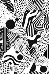 Poster - Line art illustration of a jumbled pattern with dotted background suitable for packaging and various design applications