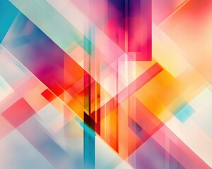 Poster - Colorful abstract geometric shapes in a soft blurred style