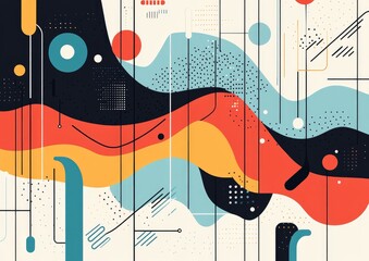 Poster - colorful abstract line art illustration featuring a modern urban aesthetic designed for a sleek futu