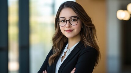 Poster - A professional's portrait with a sophisticated, personalized touch, incorporating elements that represent their career achievements and personal brand.
