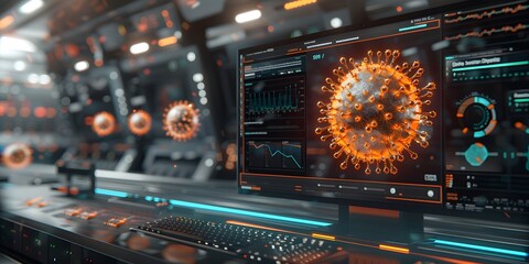 Medical lab displays virus genome research software