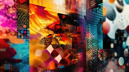 Poster - Creative AI system generating NFT collections automatically, featuring a series of vibrant, algorithmically crafted designs ready for blockchain minting