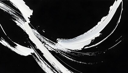 Canvas Print - Dynamic Contrast: White Brush Strokes on a Bold Black Canvas