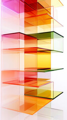 Sticker - Abstract colorful shelves made of glass.