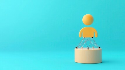 Influence management flat design front view network expansion theme 3D render vivid