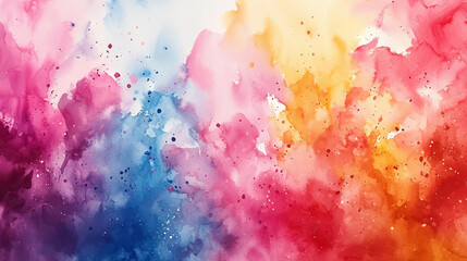 Canvas Print - Vibrant watercolor background with blue, pink, and yellow hues.